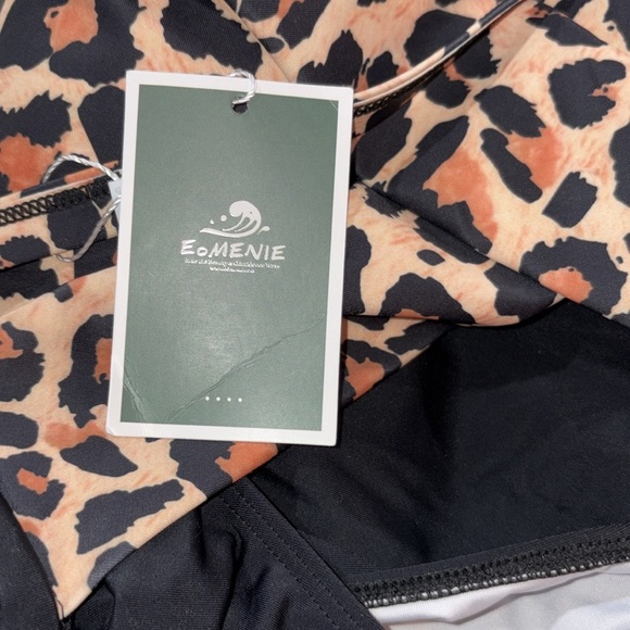 Eomenie Brown and Black One Piece Swimsuit with Cut-Out Details Medium NWT - Picture 9 of 11